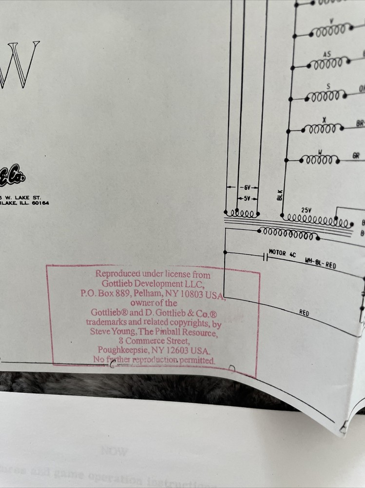 Gottlieb Now Manual / Wiring Schematic Diagram