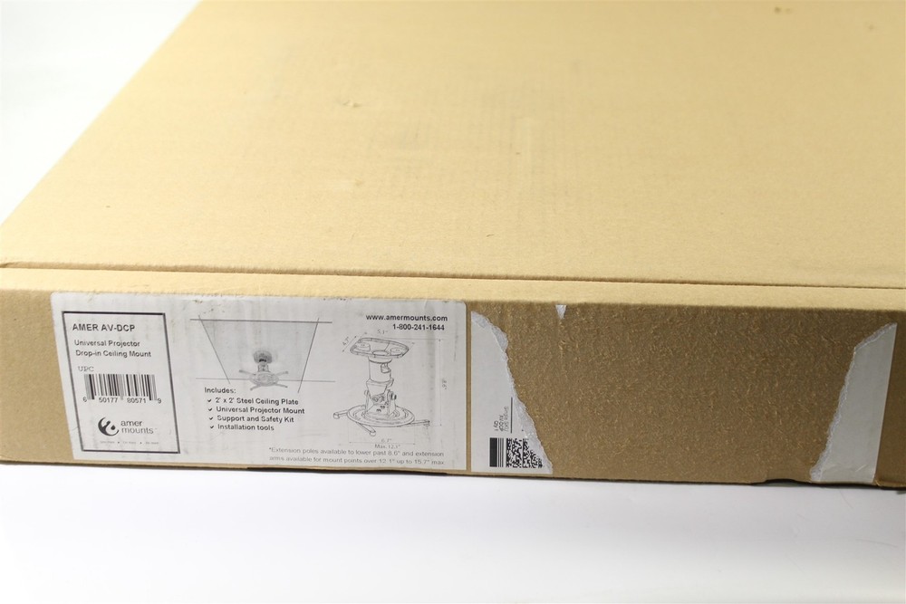 Amer Mounts AMRDCP100KIT Universal 2'x2' Drop Ceiling Projector Mounting Kit WHT