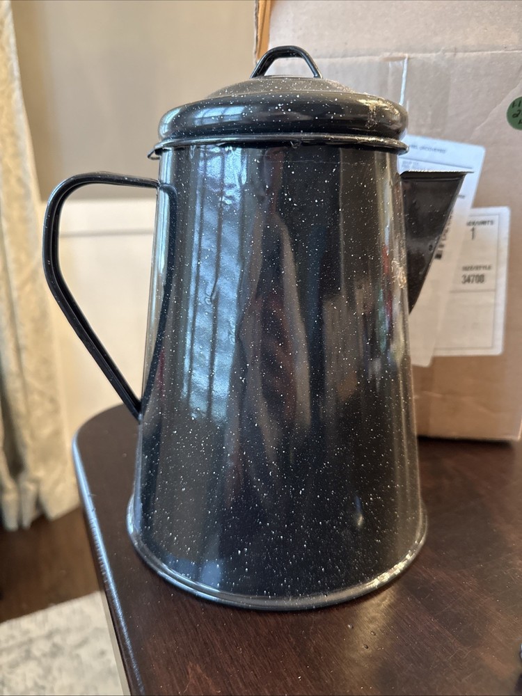 Granite Ware Coffee Boiler, 12 Cup - Speckled Black