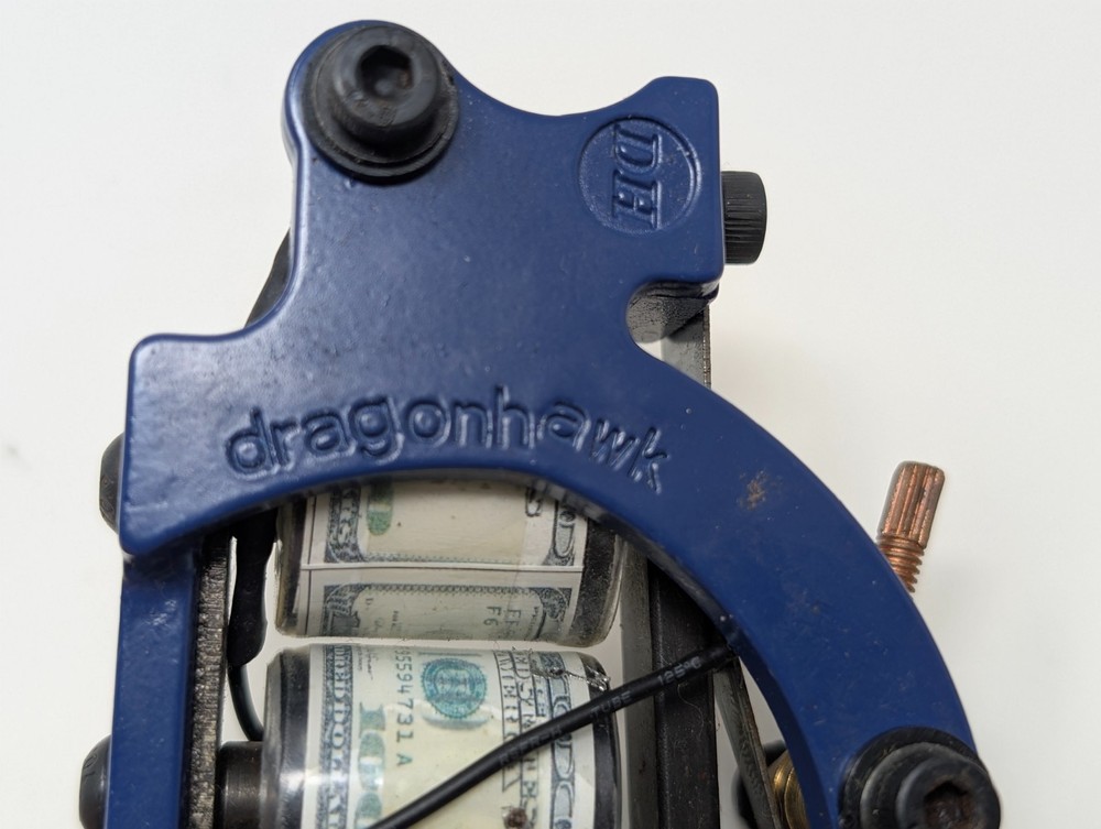 Dragonhawk DH Tattoo Machine Blue Custom 100 Bill Coils (L5)