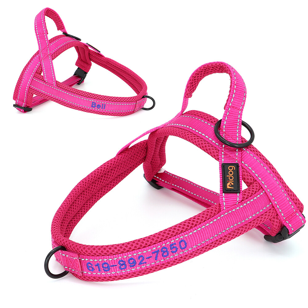 Personalized Embroidered Dog Harness Reflective Nylon No Pull Vest Custom Name