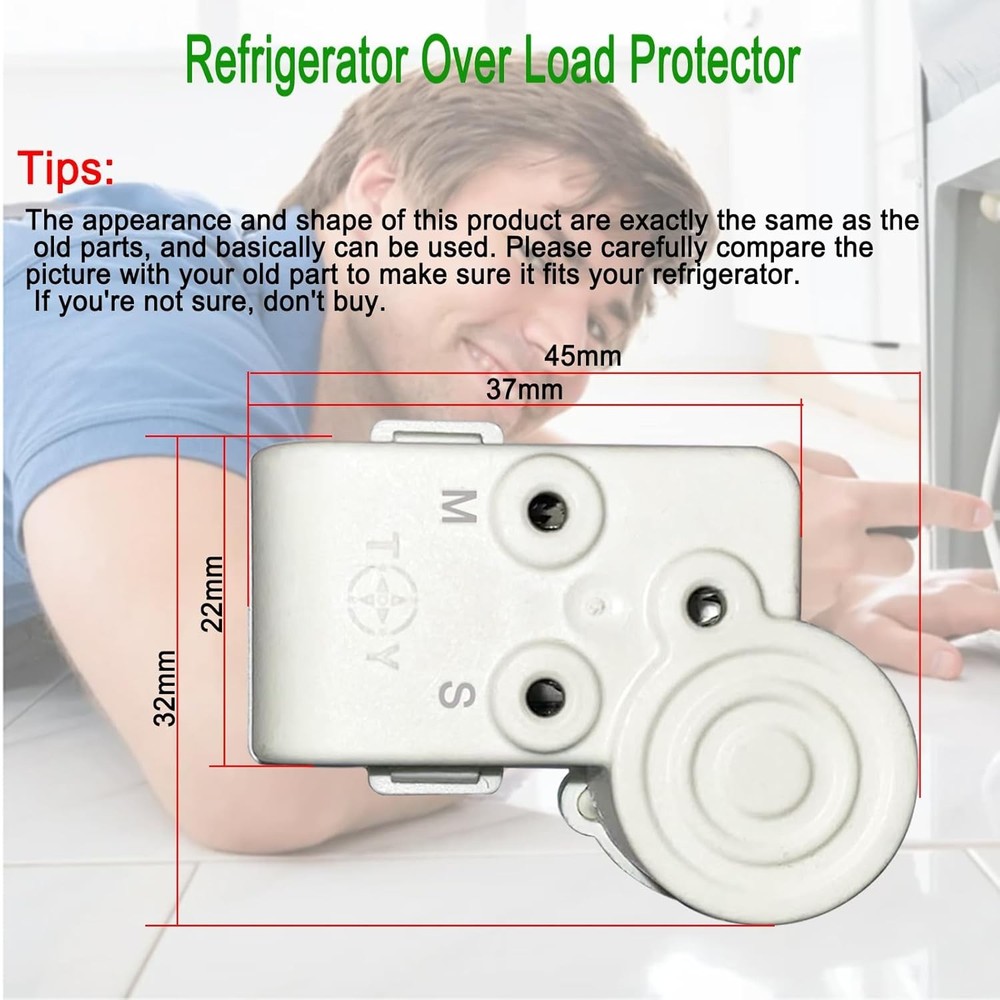 Refrigerator Freezer Compressor PTC Starter Relay, 4 Pins Over Load...