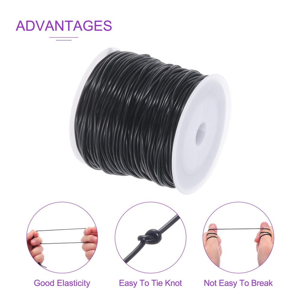 Elastic String for Bracelets,1.5mm Stretch Bead Cord Strings Black ,55m