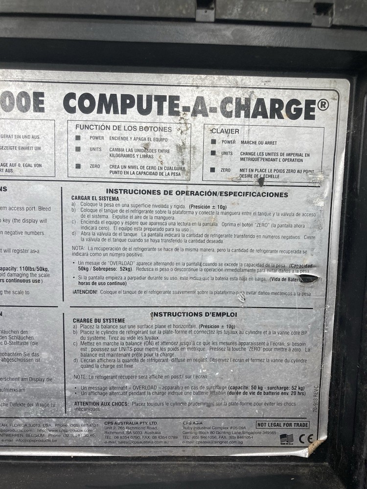 CPS CC100 Compute a Charge HVAC Refrigerant Scale CC-100 Tested & Working