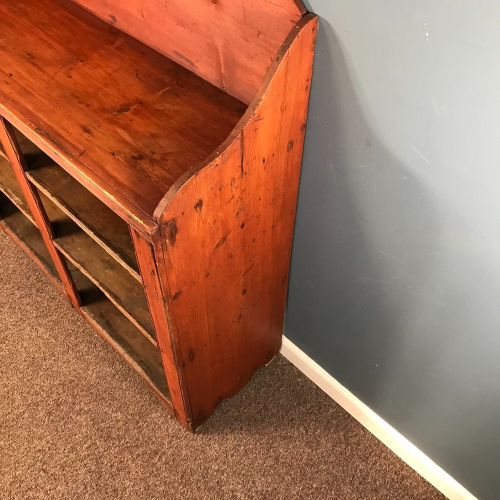 Primitive Country Open Face Pine Red Washed Sideboard
