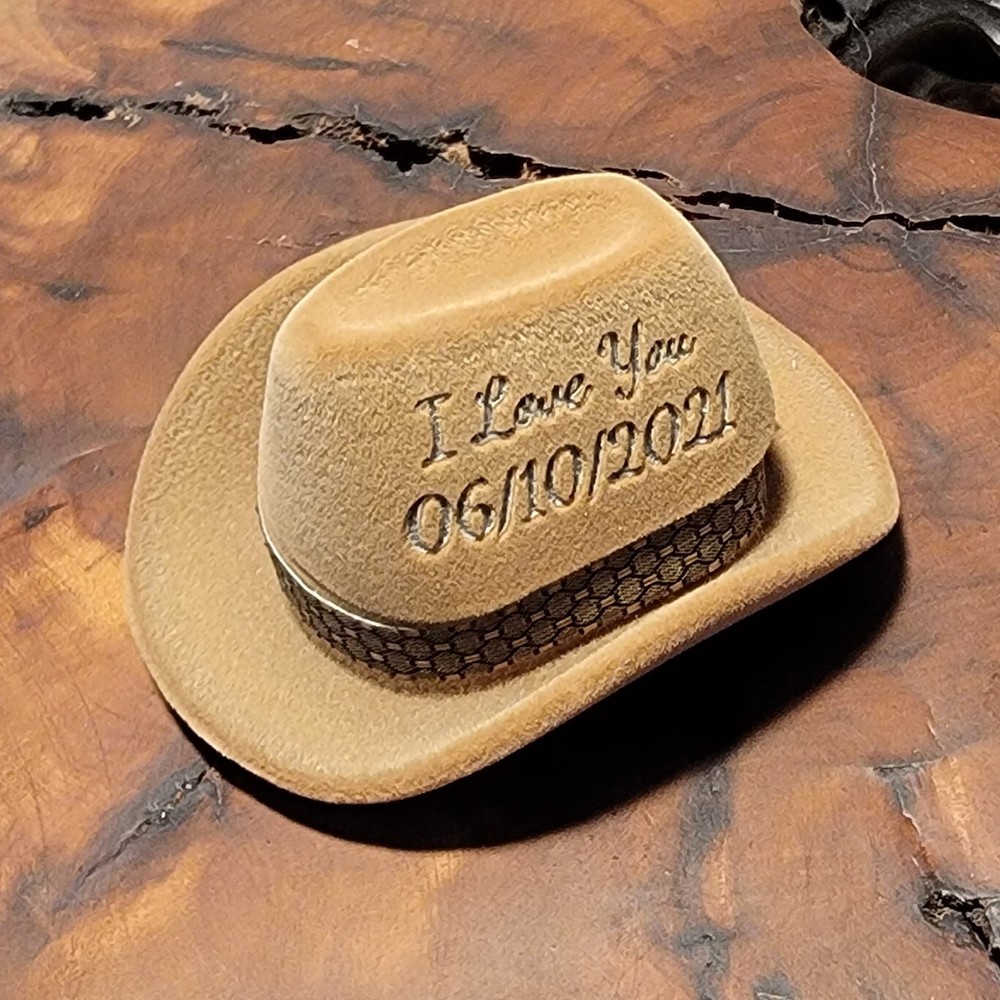 Personalized Cowboy Hat Ring Box - Custom Engraved Ring Box - Handwriting Box