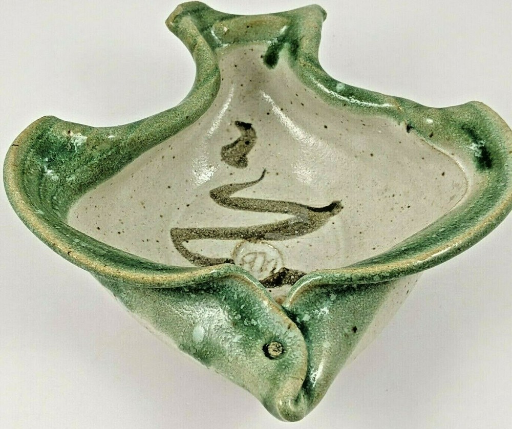 Studio Art Pottery Fish Shaped Bowl Glazed Signed