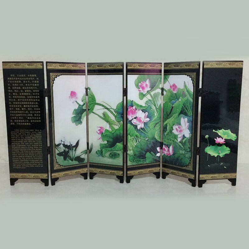 48cm Chinese Wooden Folding Screen Privacy Divider Mini Panel Desktop Decor