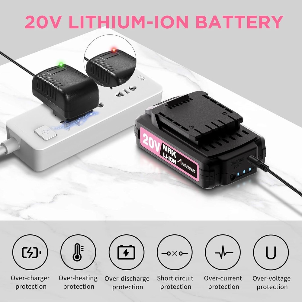 20V Cordless Drill Set for Home DIY & Beginner Projects - Lightweight Power D...