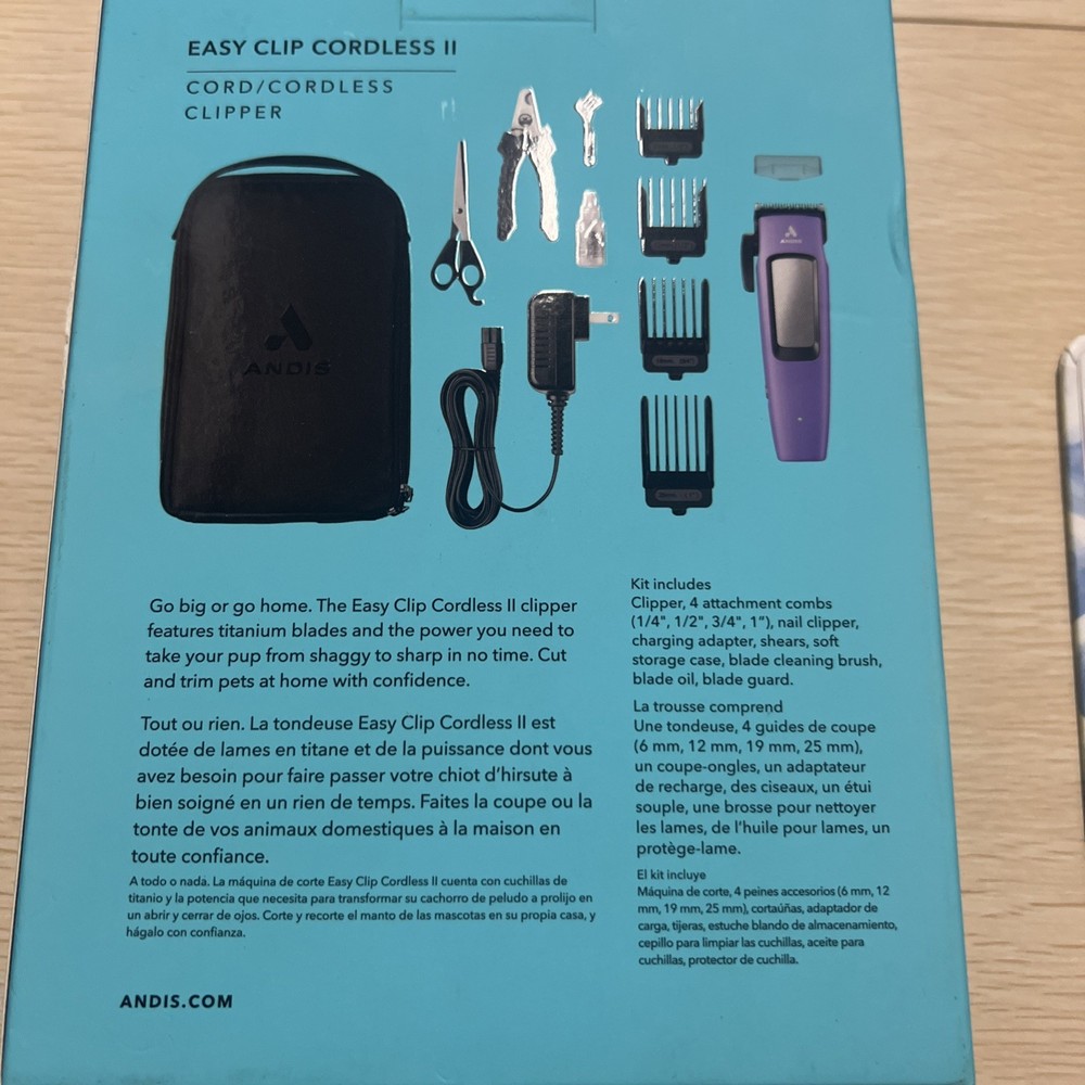 Andis EasyClip Cordless II Adjustable Clipper 11 piece