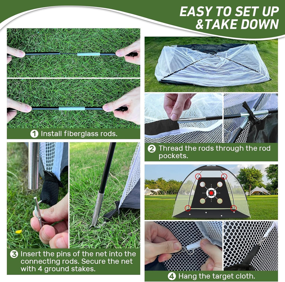 GOLF NET WITH PRACTICE MAT-Golf Hitting Aid Nets 10X7Ft for Backyard Driving