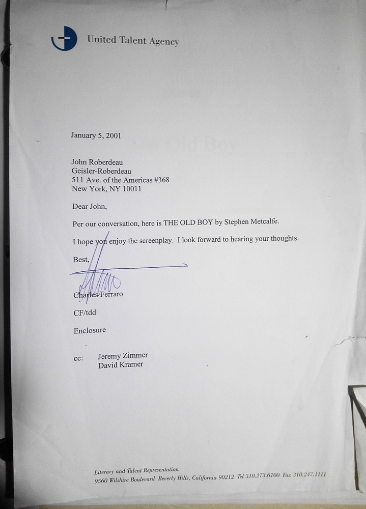 The Old Boy, by Stephen Metcalfe - original screenplay, 2001