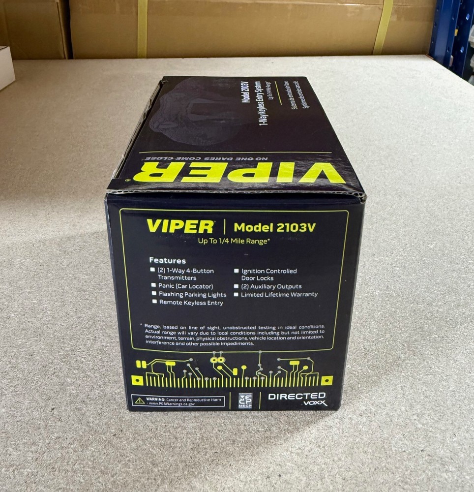CAR ALARM CENTRAL LOCKING REMOTE SECURITY SYSTEM SHOCK SENSOR 2 FOBS VIPER 2103V