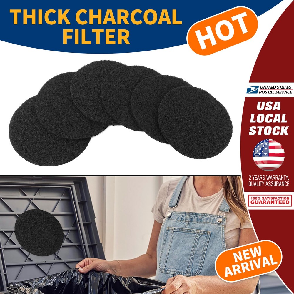 6.7" Round Charcoal Filter Extra Thick 1cm For Kitchen Compost Bin Replace