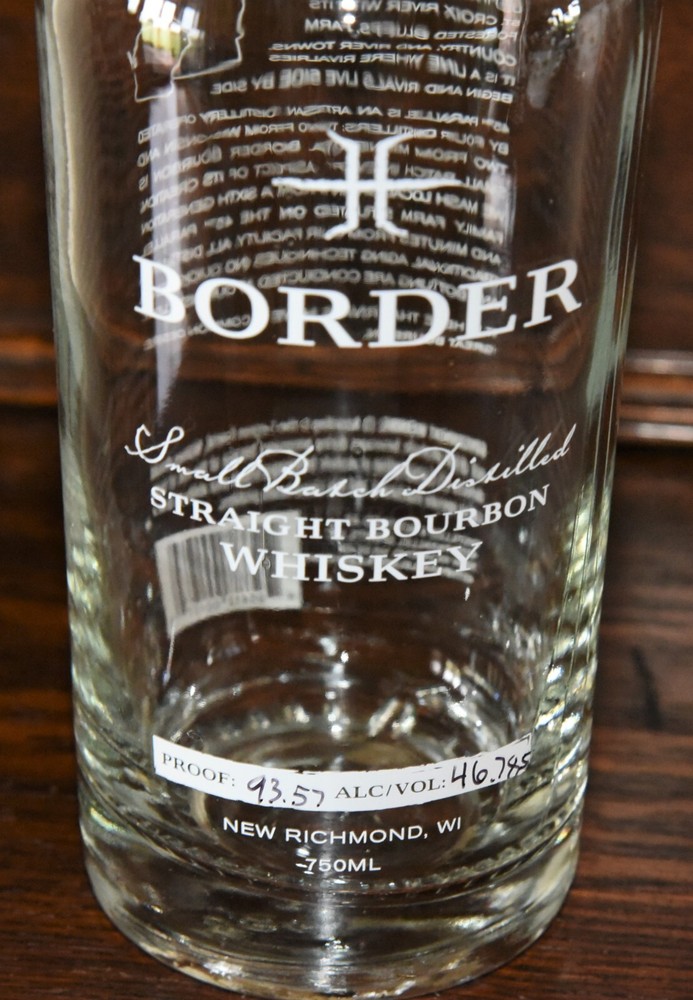 BORDER Bourbon Bottle by 45th Parallel Empty 750ml with Wooden Cap Leather Strap