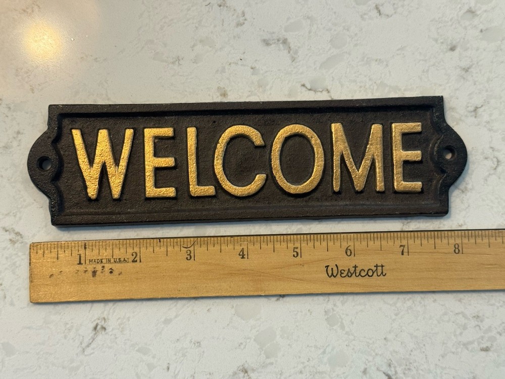 WELCOME CAST IRON SIGN 8" x 2 1/4"