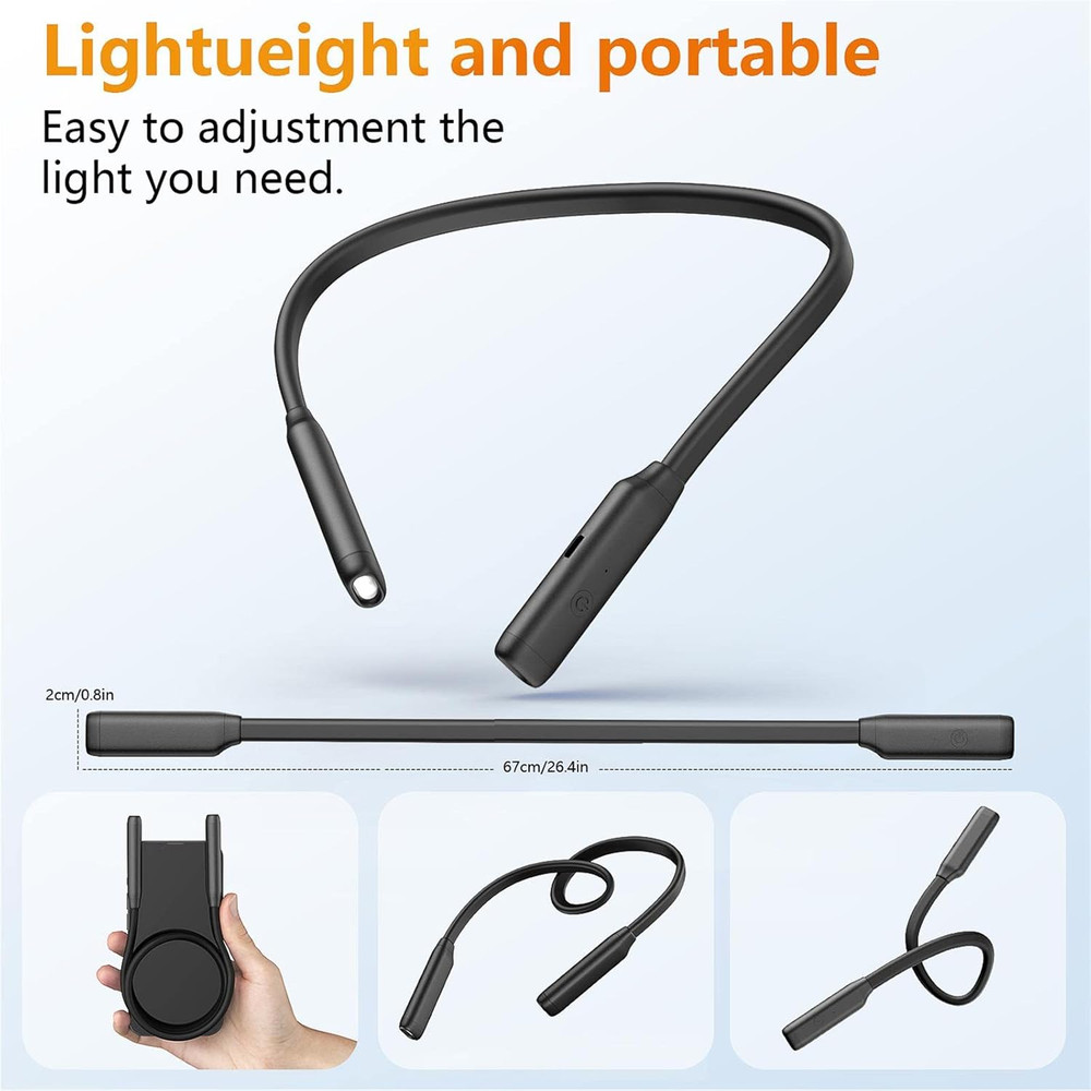 Book Light LED Neck Reading Light,Bendable Rechargeable Book Light for Reading i