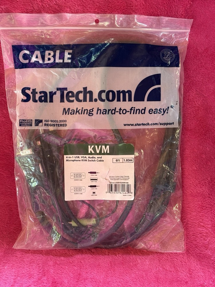 StarTech 4-in-1 USB, VGA, Audio, and Microphone KVM Switch Cable 6ft