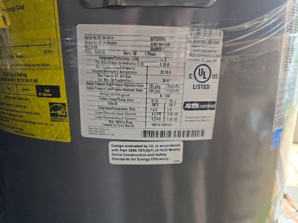 RHEEM ProTerra 80 Gal. PERFORMANCE PLATINUM Hybrid Heat Pump Water Heater