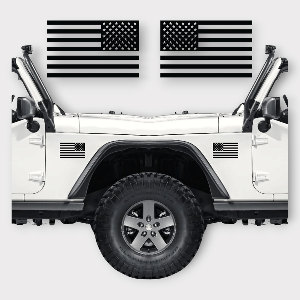 2 Pack - American Flag Decal Set  | Original and Mirrored | 5x3 Inch - Premium