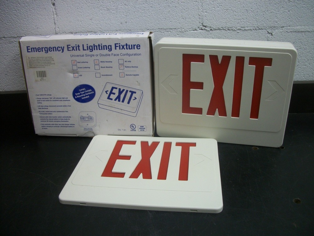 UNIVERSAL EMERGENCY EXIT LIGHTING FIXTURE EZXTEU2RWEMRC NIB