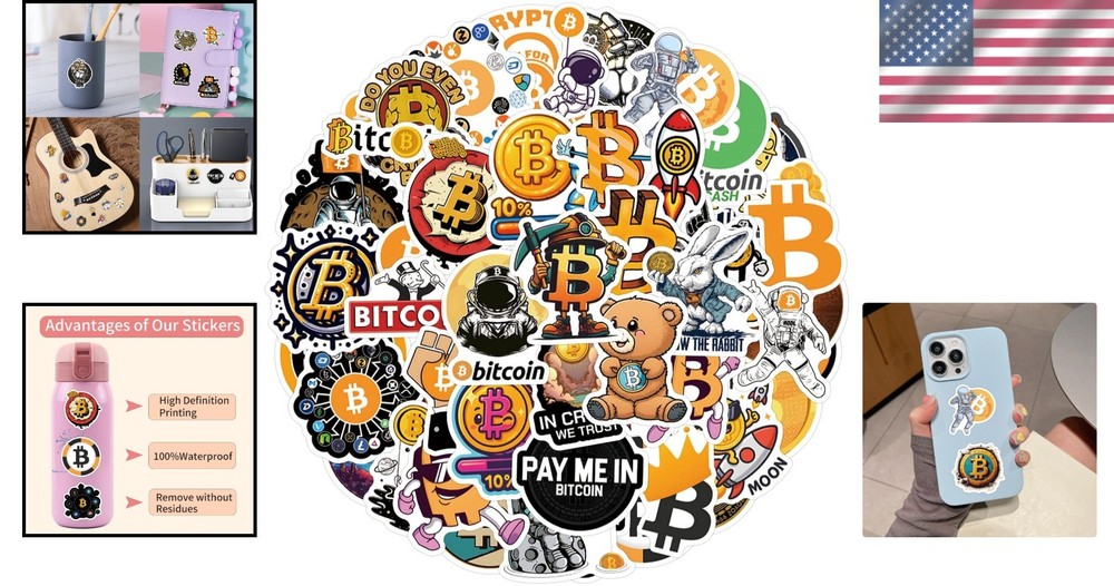 60 Waterproof Bitcoin Crypto Stickers - Fun Vinyl Decals for Personalized Styles