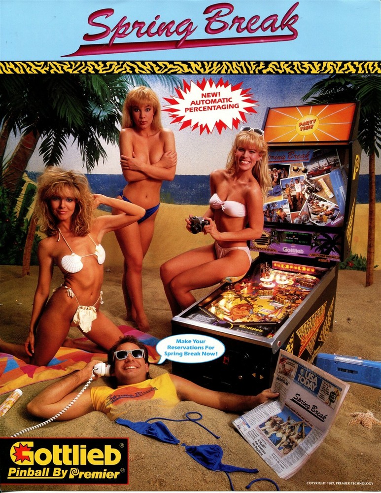 Spring Break Gottlieb Pinball Flyer / Brochure / Ad Mint