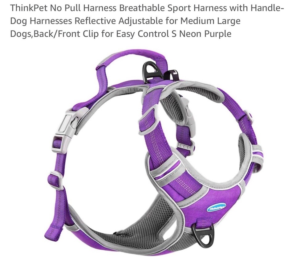 ThinkPet No Pull Harness Breathable Sport Harness with Handle Large Purple New