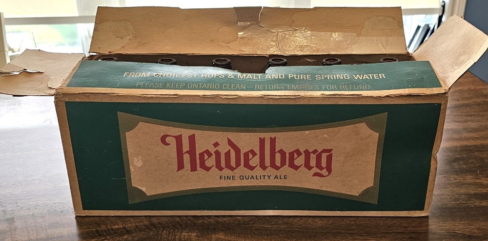 VTG 12 Empty Heidelberg Beer Bottles with Carry Case