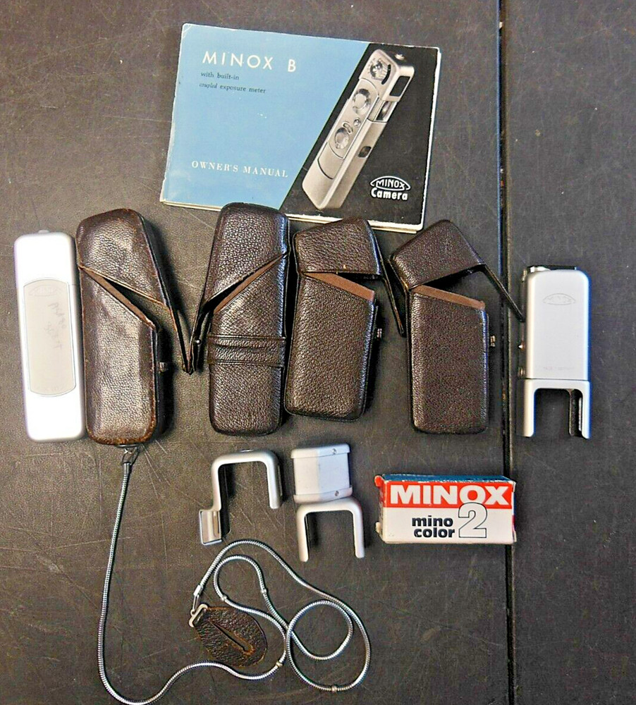 Minox B Subminiature Camera, With Leather Case Chain And Extras