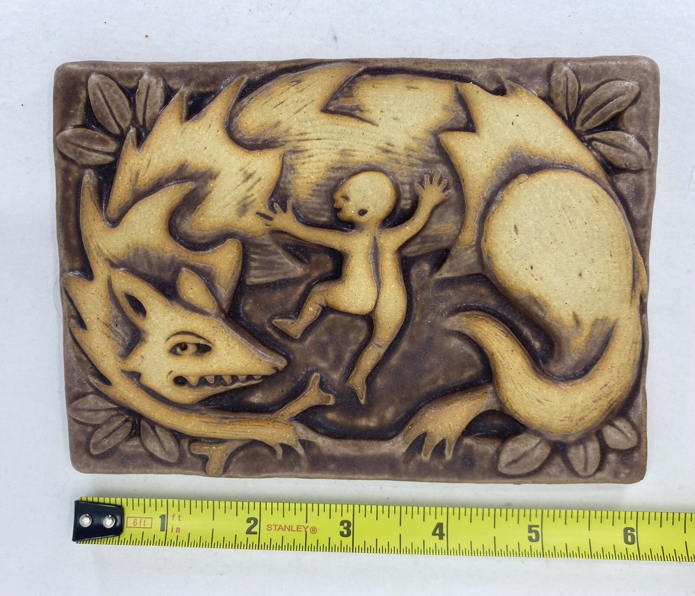 Wolfmother Stoneware Art Tile By Gretchen Kramp