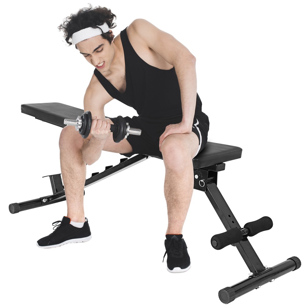 Training Weight Lifting Bench Adjustable Utility Bench Workout Exercise Black