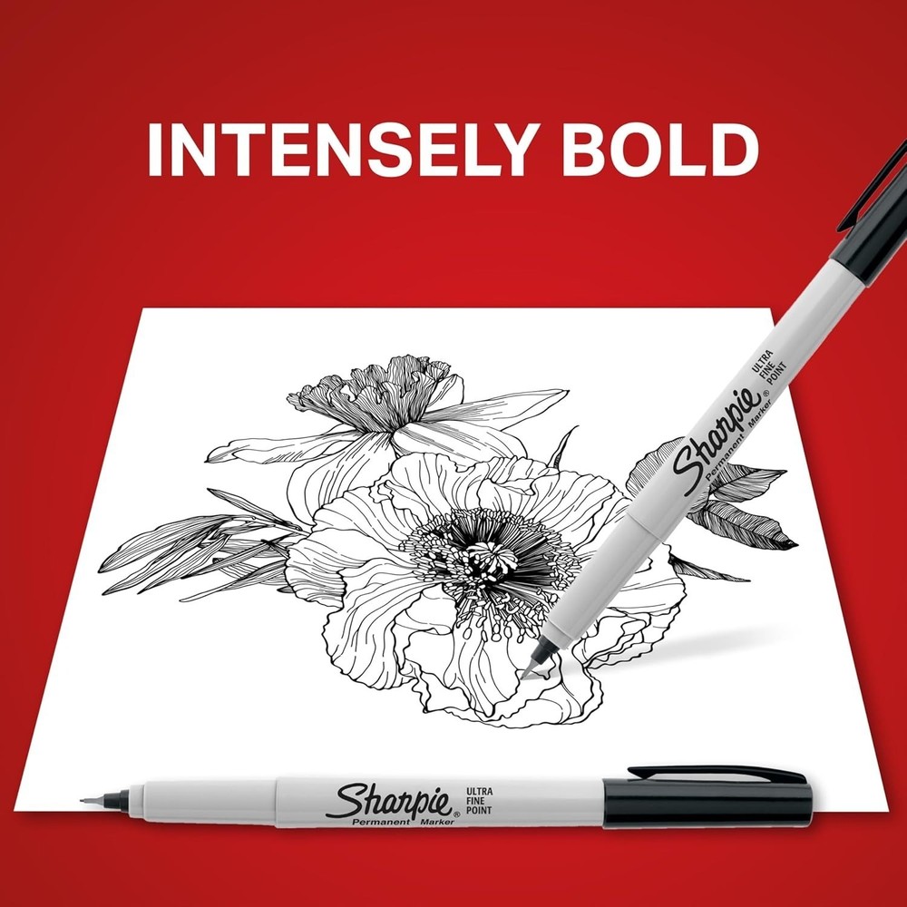 Sharpie Permanent Markers, Fine Point, Black, 2 Count