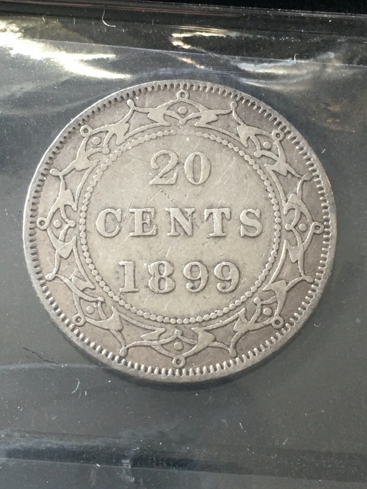 1899 Hook 9's**, ICCS Graded Newfoundland, Twenty Cent, **EF-40**