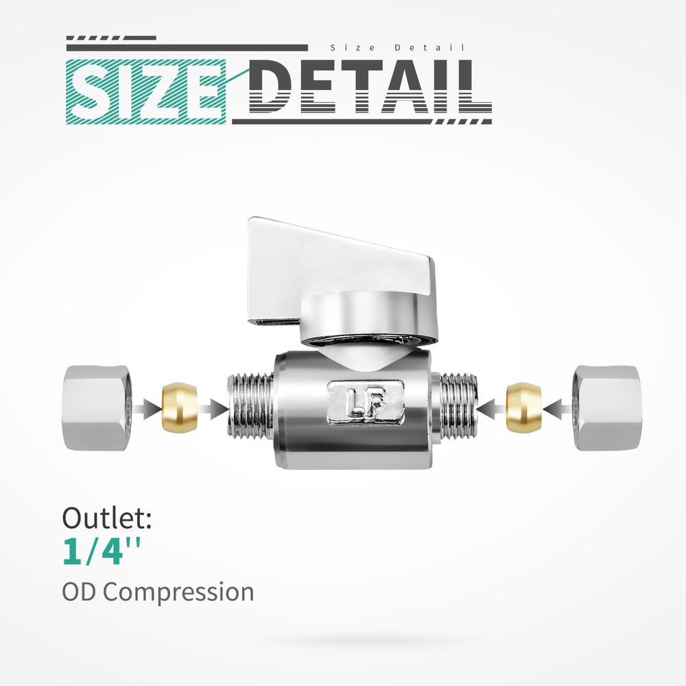 Minimprover 2 Pack Premium Brass 1/4" Compression x 1/4" Compression Angle Va...