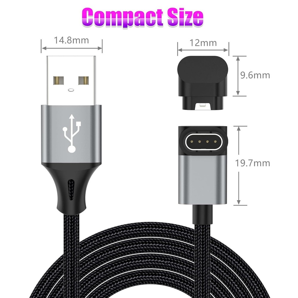 6.6ft USB Charging Cable for Garmin - Durable L-Shape Design, Forerunner & Fenix