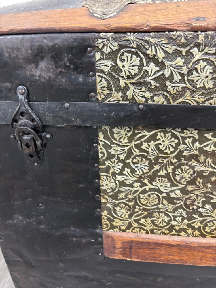Antique Camel Back Steamer Trunk Chest