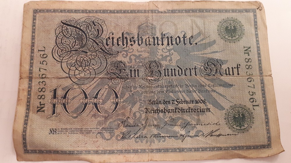 GERMANY 100 MARK 1908. Circulated condition