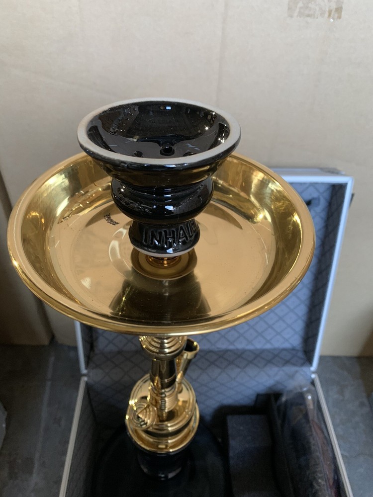 INHALE 21’’ HEAVY DUTY SOLID BRASS HOOKAH IN A SUITCASE * BLACK*