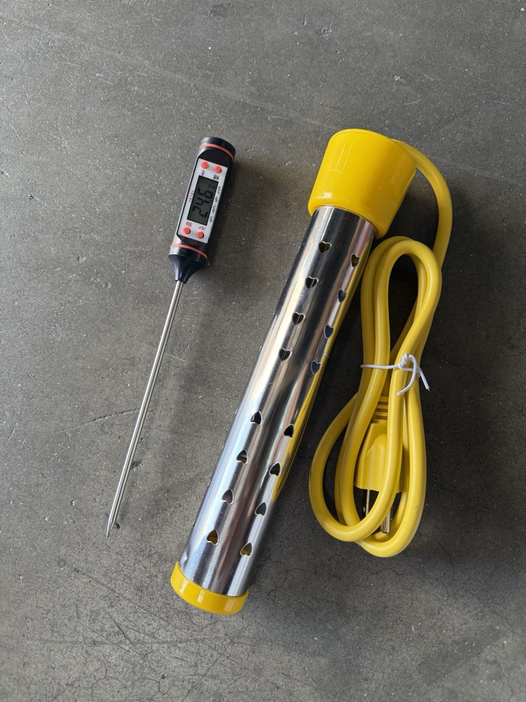 Immersion Water Heater 1500W Bucket Boiler Stainless Steel With LCD Thermometer