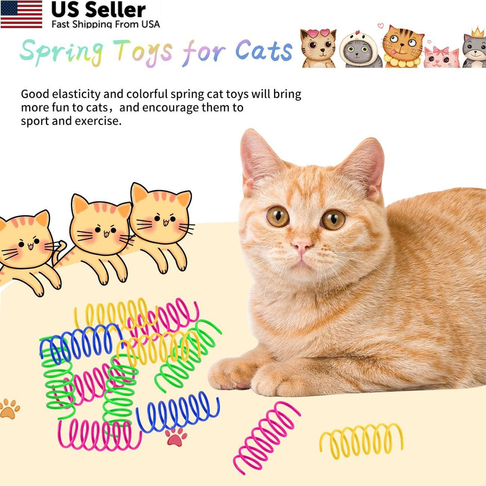 JCSHIMO Cat Spring Toys 80 Pack, Colorful Plastic 80 Multi-colored