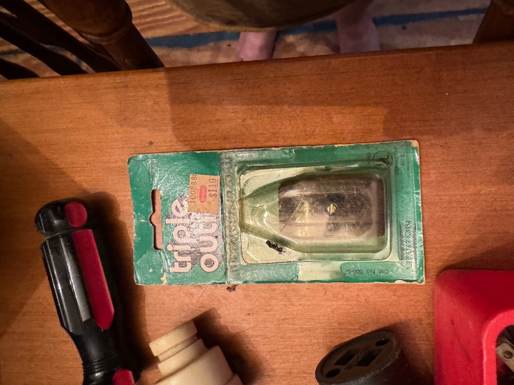 Tool box with some vintage items and other tools, lot