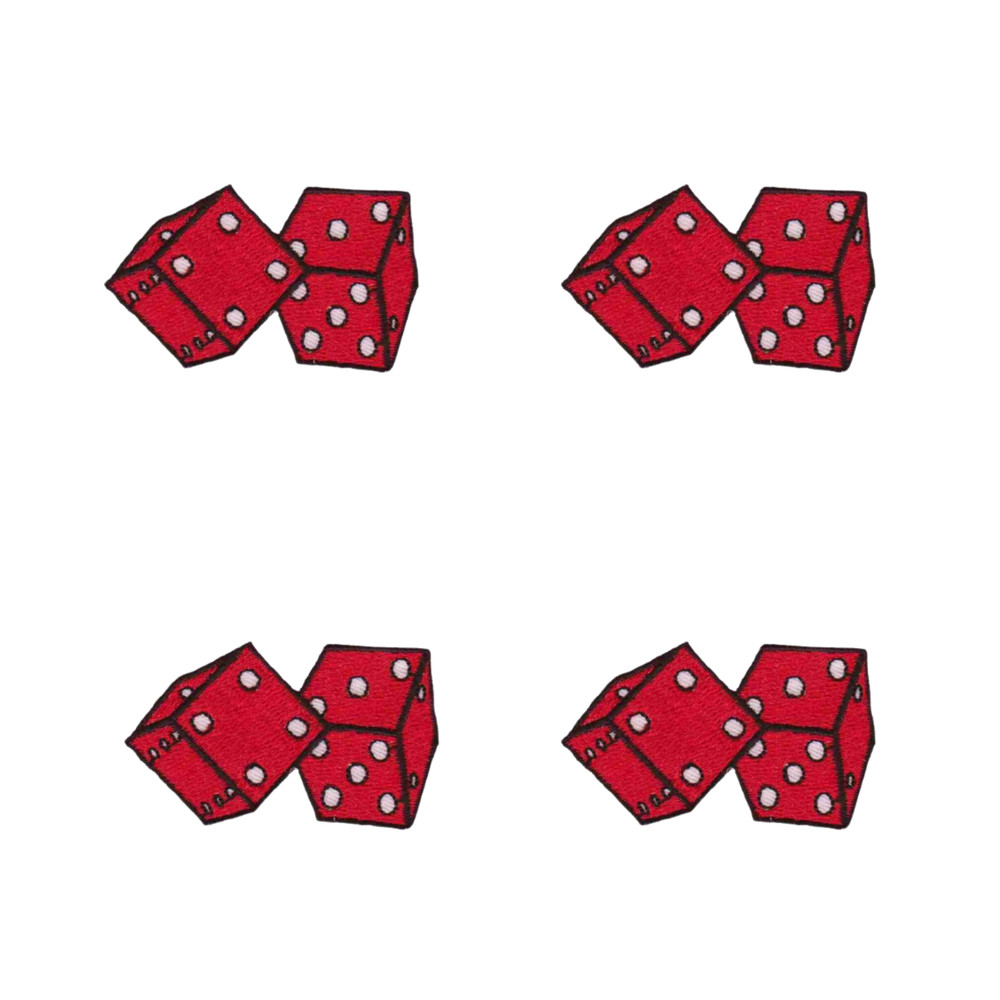 Double Dice Gambling (4-PAck)Iron On Patch: Red & Gold
