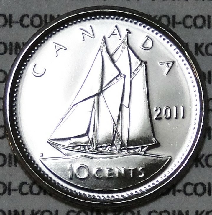 BU UNC Canada 2011 regular bluenose dime 10 cent 10c from mint roll
