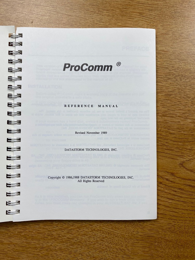 Original Procomm Reference Manual (1989)