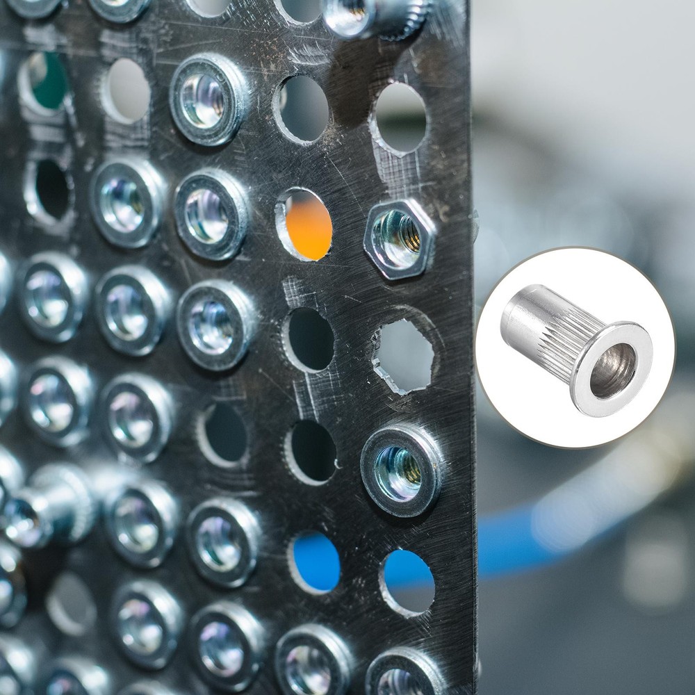 Rivet Nuts (#10-32) 25Pcs, Aluminum Alloy Knurled Threaded Insert Nuts, Silver