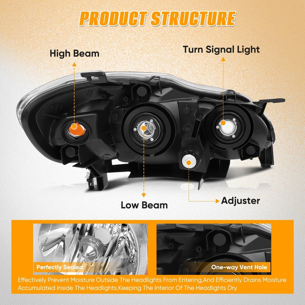 Headlight Assembly for Corolla 2003-2008 Auto Replacement 8115002350