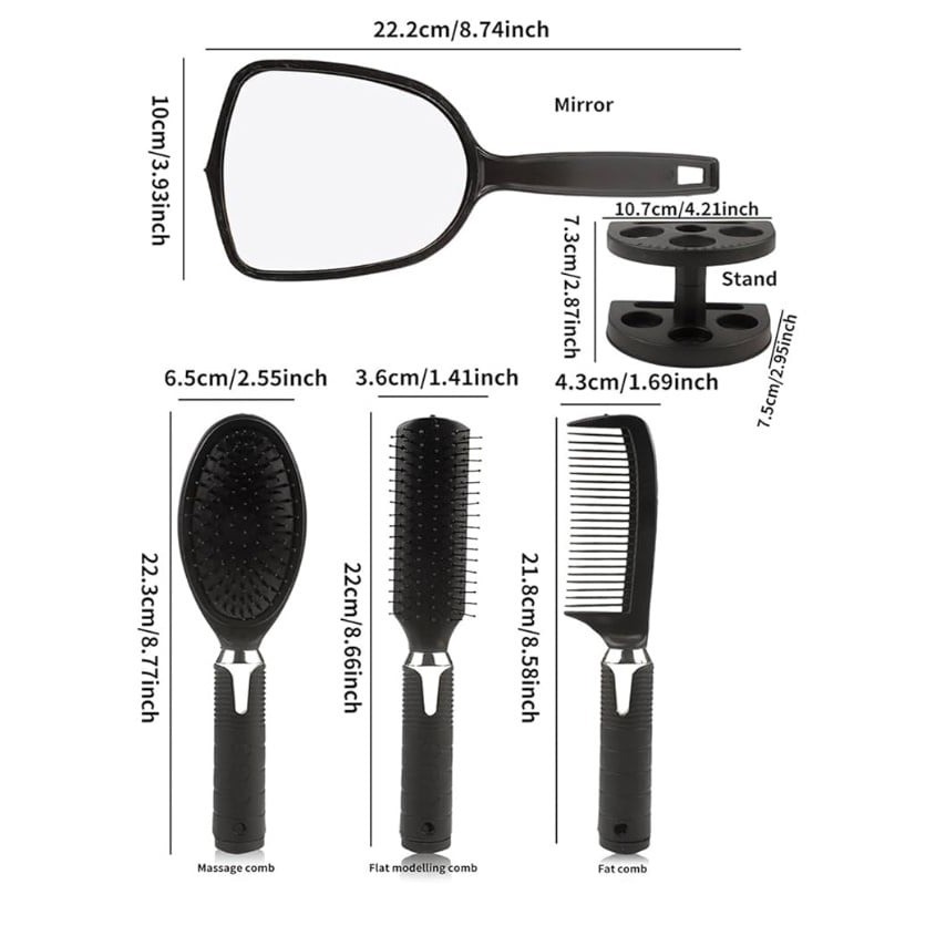 5pcs Pieces Detangling Styling Comb Set & Base