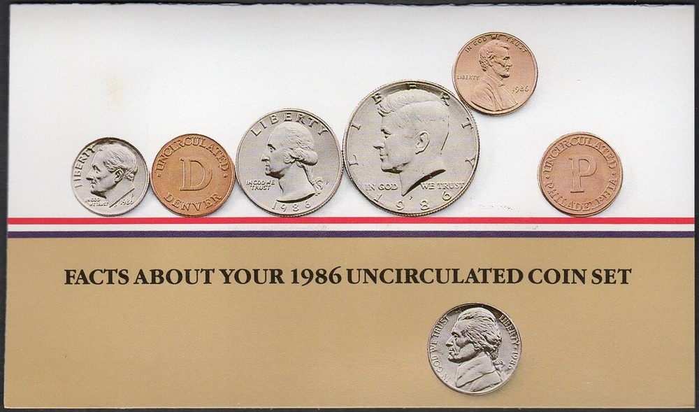 1986 UNCIRCULATED SET IN ORIGINAL US MINT PACKAGING (10 PC)