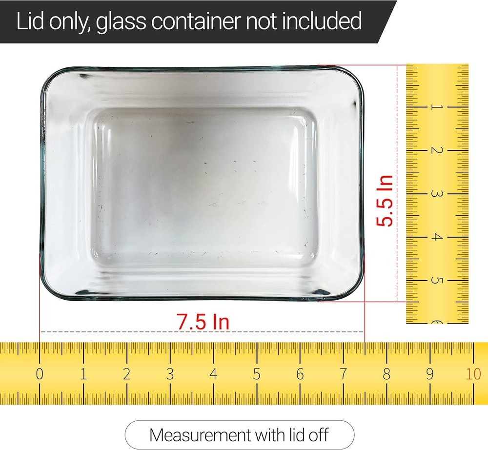 Replacement Lids for Pyrex 7210-PC 3-Cup Rectangle Navy Blue 5.75x7.75" 6-Pack